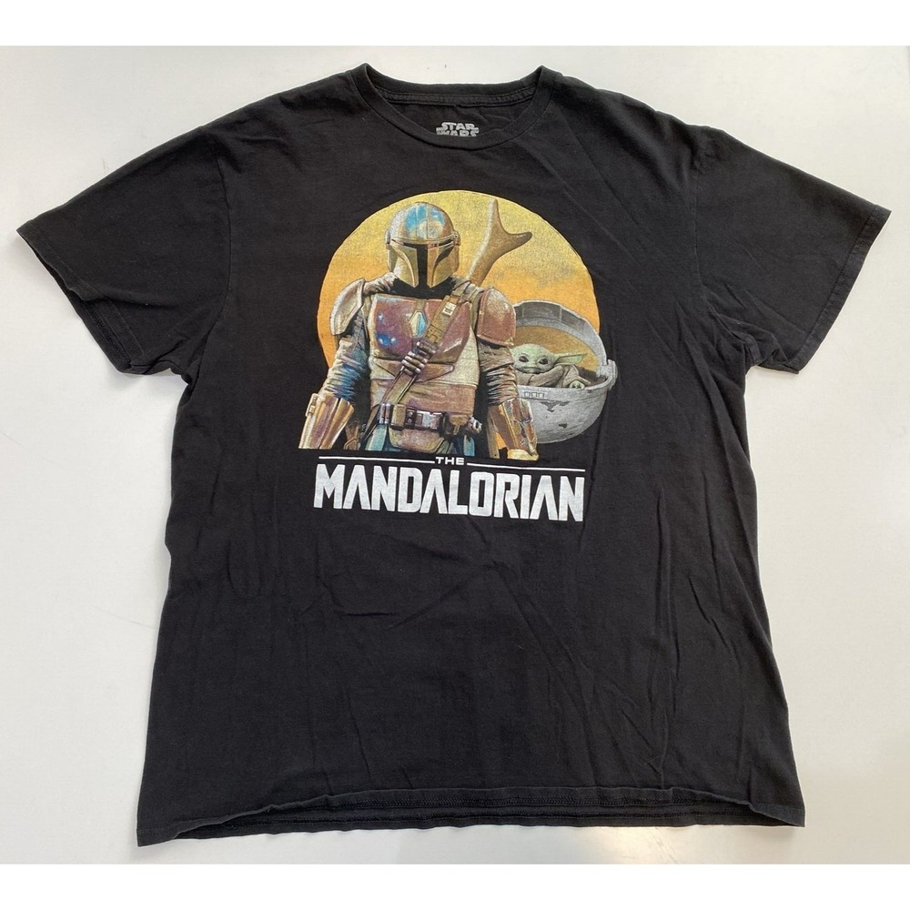 Star Wars The Mandalorian, Mando, The Child Grogu Black T-Shirt VFIFTHSUN Large